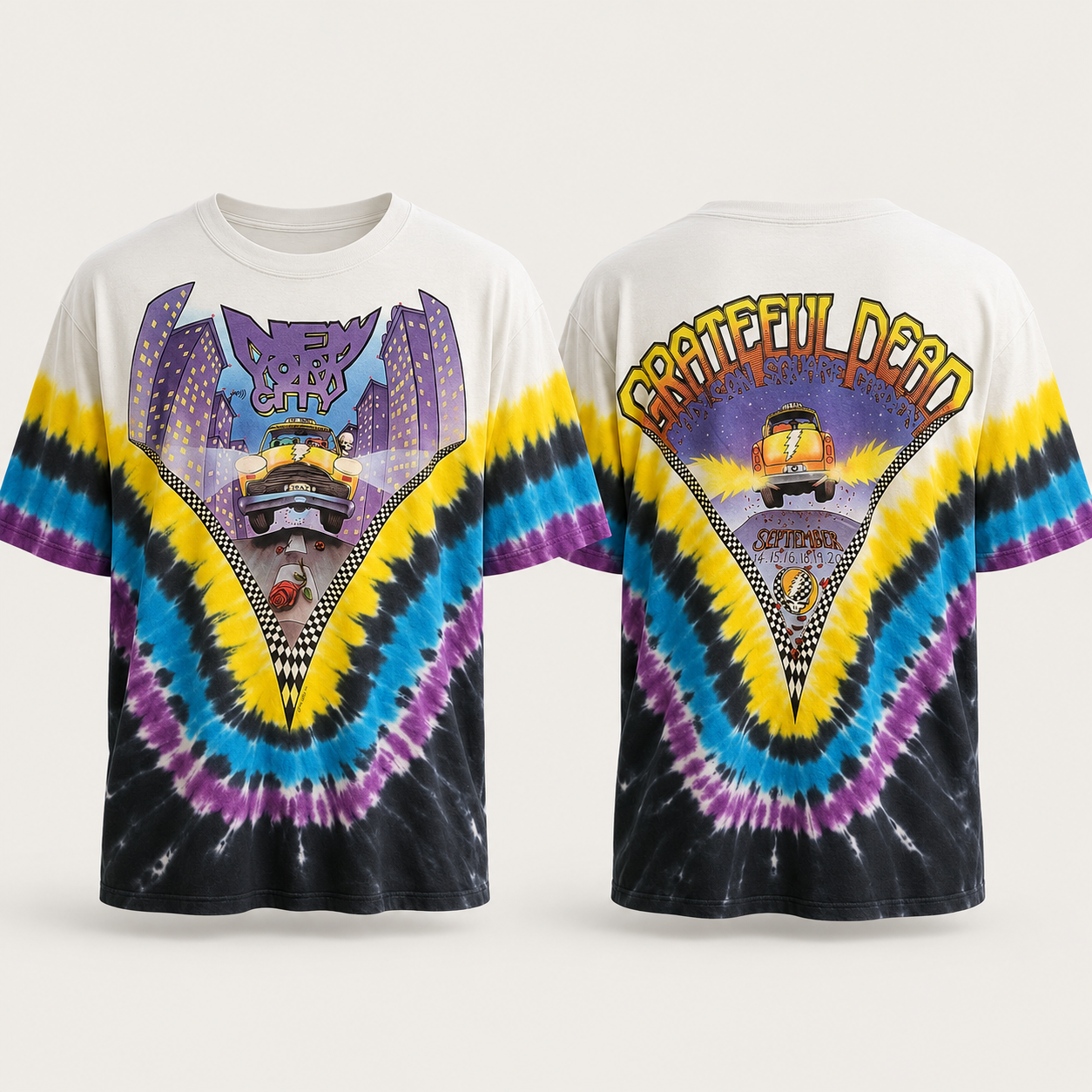 Taxi Cab NYC GD Liquid Blue V Dye T-shirt