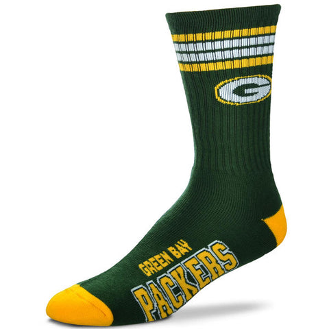 Green Bay Packers Men's Four Stripe For Bare Feet Socks - Eclectic-Sports