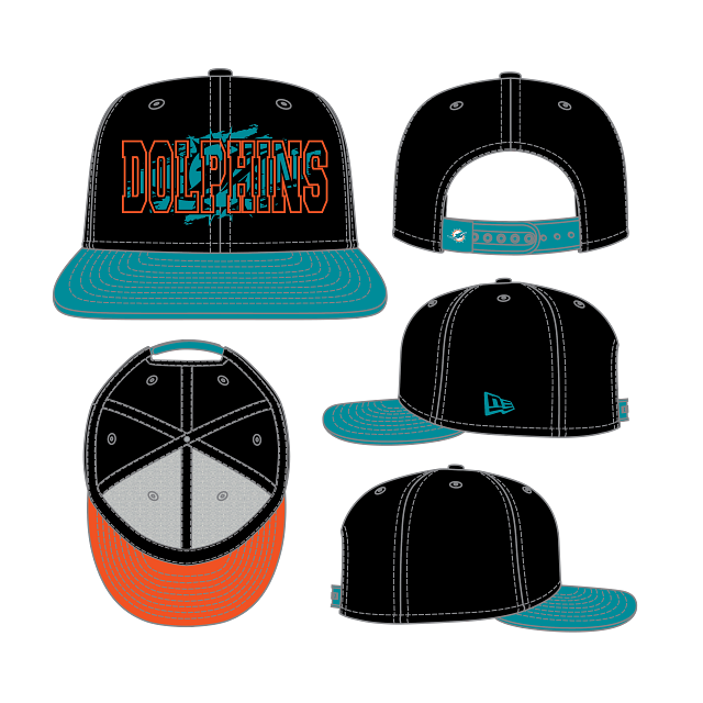 Miami Dolphins 950 Splatter Flat Brim Snapback Cap