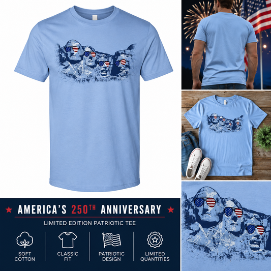 Mount Rushmore Patriotic Graphic T-Shirt