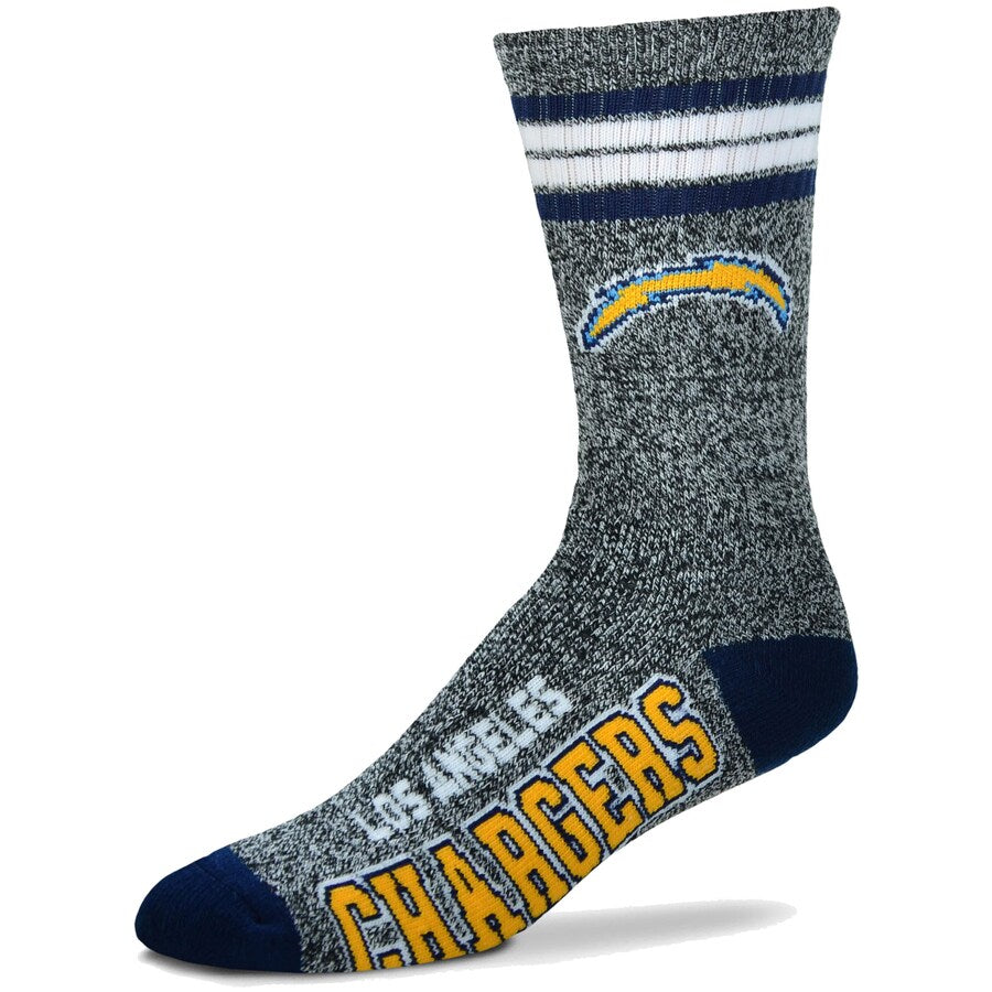 Los Angeles Chargers Grey Marbled 4 Stripe Sock - Eclectic-Sports