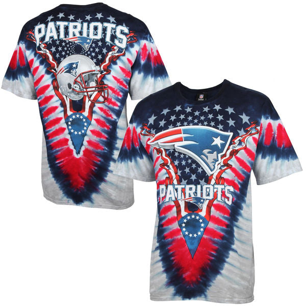 New England Patriots Men's V-Dye Tie -Dye  Logo T-Shirt - Eclectic-Sports